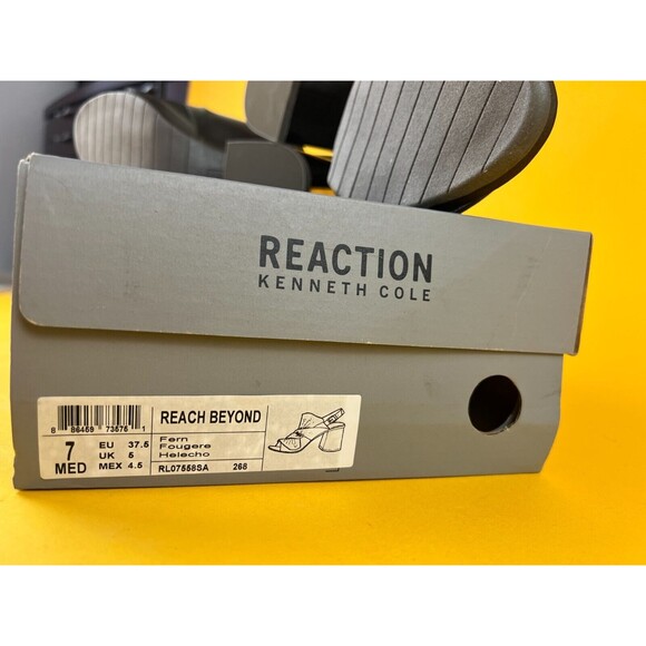 Reaction Kenneth Cole Reach Beyond Slingback Sandals Womens 7 M Fern Satin NWB - Picture 12 of 12